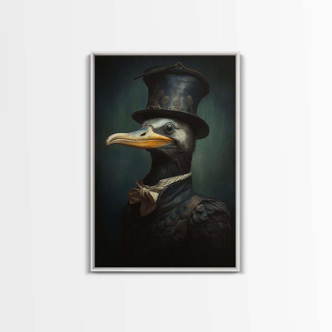 Cormorant Captain, Victorian Animal Portrait, Halloween Art, Gothic Whimsy Decor, Anthropomorphic Costume Art
