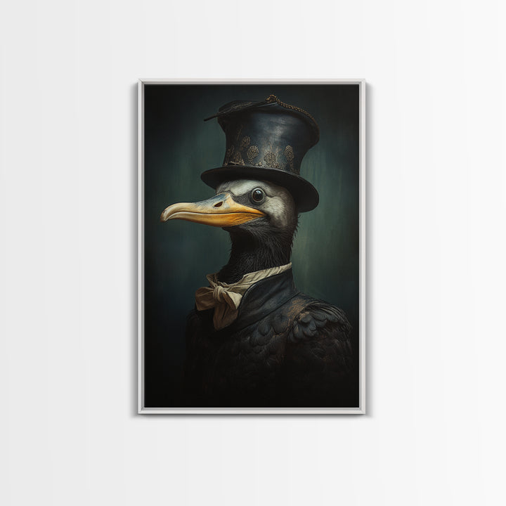 Cormorant Captain, Victorian Animal Portrait, Halloween Art, Gothic Whimsy Decor, Anthropomorphic Costume Art