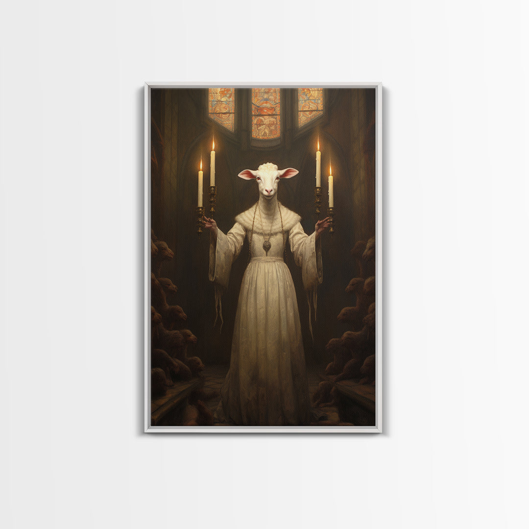 Lamb Choir Mistress, Victorian Animal Portrait, Halloween Art, Gothic Whimsy Decor, Anthropomorphic Costume Art