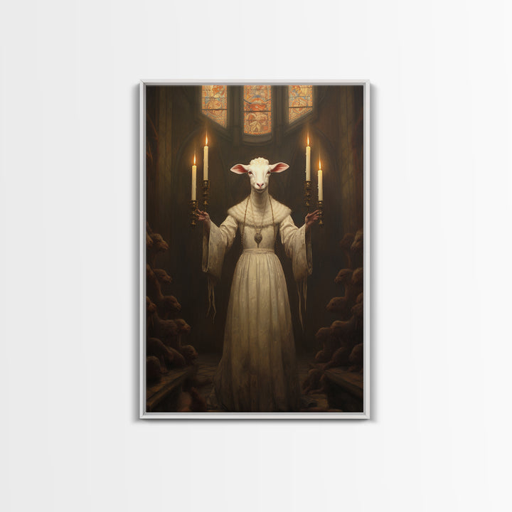 Lamb Choir Mistress, Victorian Animal Portrait, Halloween Art, Gothic Whimsy Decor, Anthropomorphic Costume Art