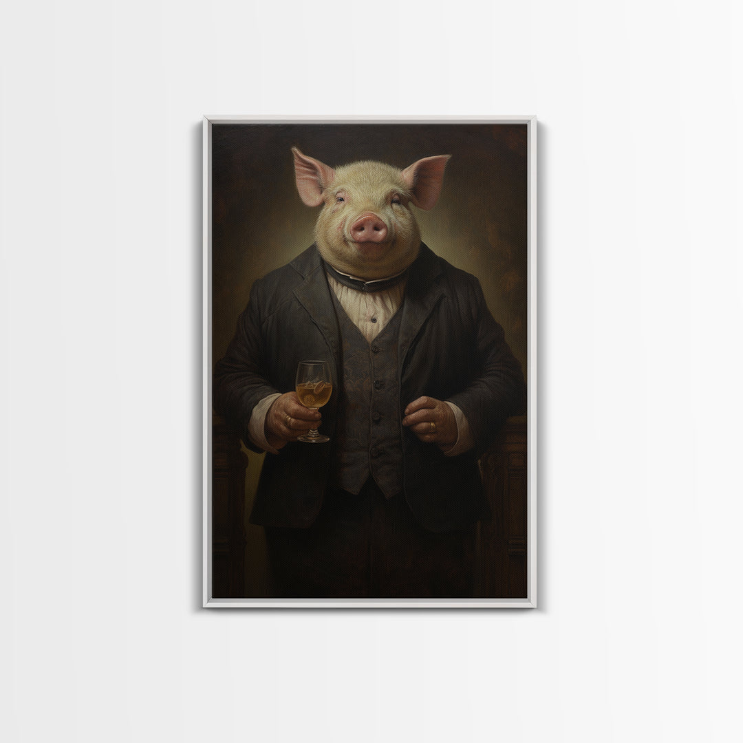 Boar Innkeeper, Victorian Animal Portrait, Halloween Art, Gothic Whimsy Decor, Anthropomorphic Costume Art
