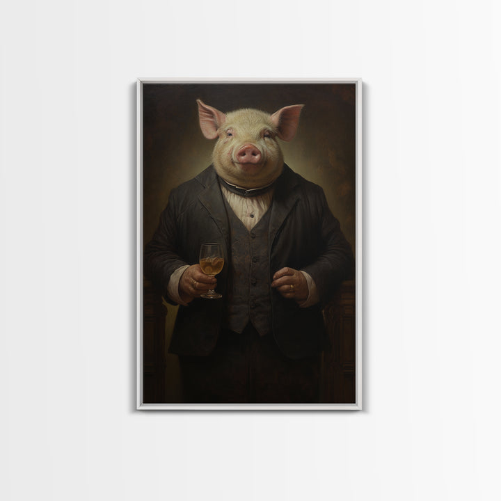Boar Innkeeper, Victorian Animal Portrait, Halloween Art, Gothic Whimsy Decor, Anthropomorphic Costume Art