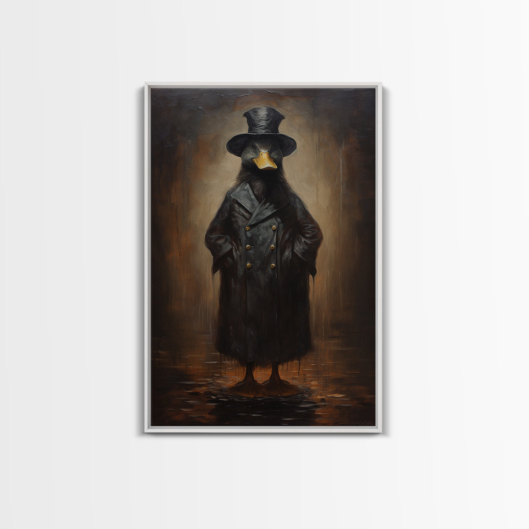 Duck Detective, Victorian Animal Portrait, Halloween Art, Gothic Whimsy Decor, Anthropomorphic Costume Art