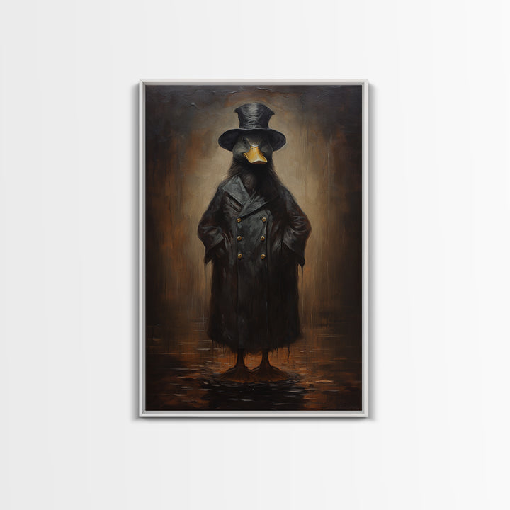 Duck Detective, Victorian Animal Portrait, Halloween Art, Gothic Whimsy Decor, Anthropomorphic Costume Art