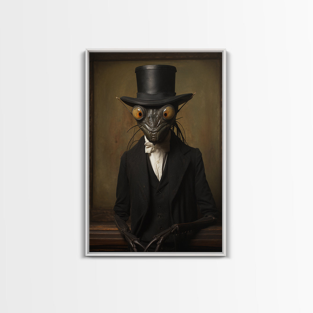 Mantis Archivist, Victorian Animal Portrait, Halloween Art, Gothic Whimsy Decor, Anthropomorphic Costume Art