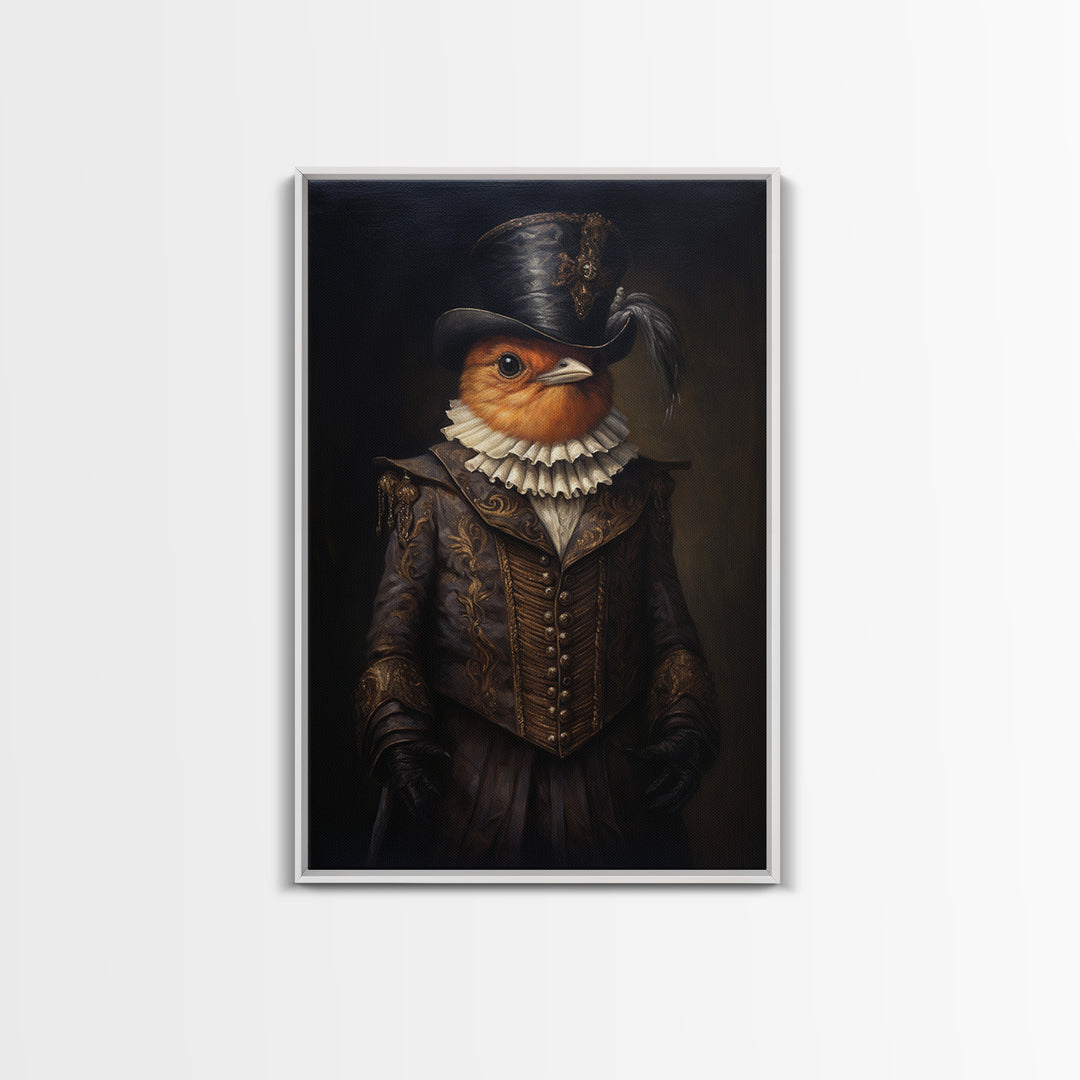 Robin Valentine, Victorian Animal Portrait, Halloween Art, Gothic Whimsy Decor, Anthropomorphic Costume Art