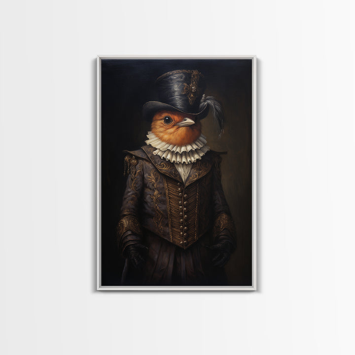 Robin Valentine, Victorian Animal Portrait, Halloween Art, Gothic Whimsy Decor, Anthropomorphic Costume Art