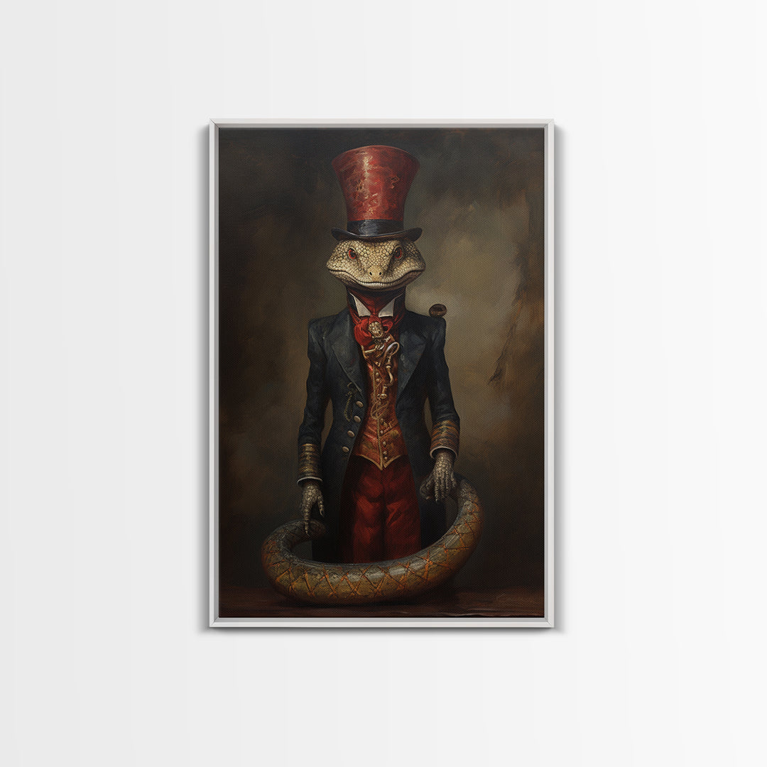Cobra Ringmaster, Victorian Animal Portrait, Halloween Art, Gothic Whimsy Decor, Anthropomorphic Costume Art