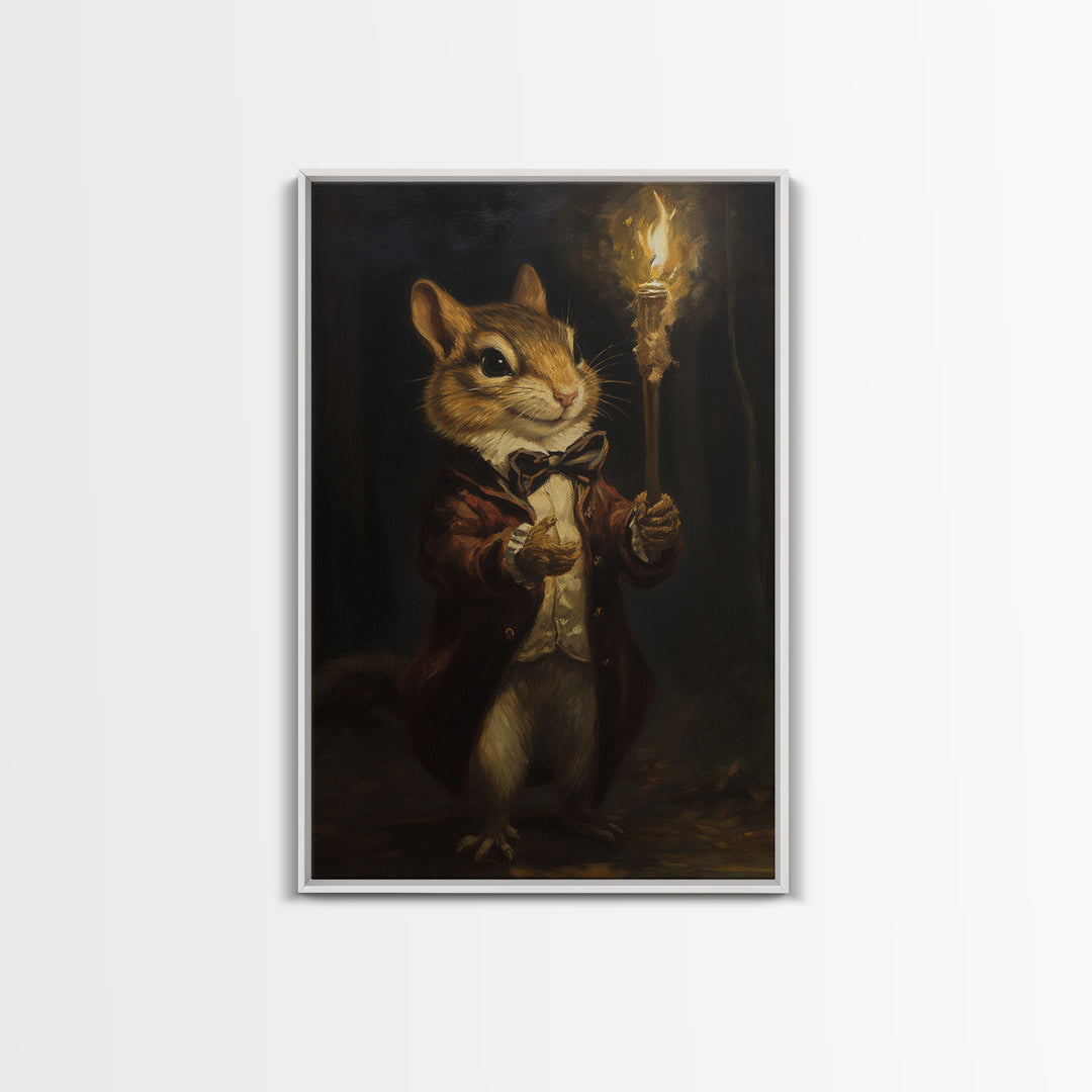 Chipmunk Conductor, Victorian Animal Portrait, Halloween Art, Gothic Whimsy Decor, Anthropomorphic Costume Art