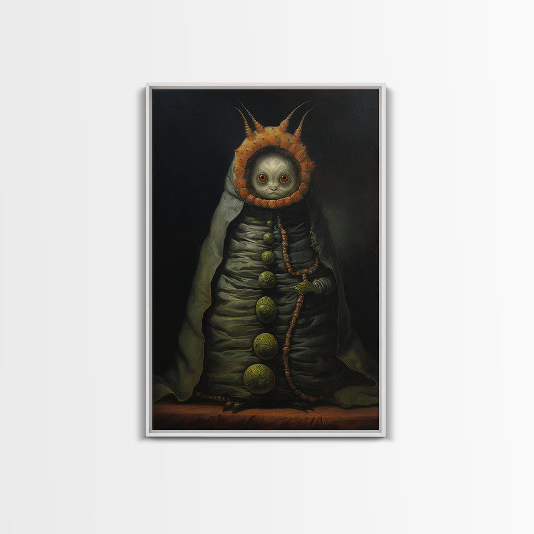 Caterpillar Herbalist, Victorian Animal Portrait, Halloween Art, Gothic Whimsy Decor, Anthropomorphic Costume Art