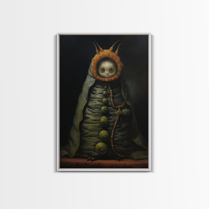 Caterpillar Herbalist, Victorian Animal Portrait, Halloween Art, Gothic Whimsy Decor, Anthropomorphic Costume Art