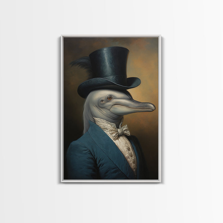 Dolphin Aristocrat, Victorian Animal Portrait, Halloween Art, Gothic Whimsy Decor, Anthropomorphic Costume Art