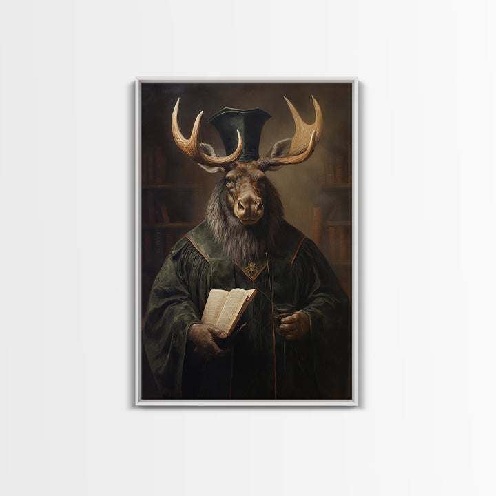 Moose Professor, Victorian Animal Portrait, Halloween Art, Gothic Whimsy Decor, Anthropomorphic Costume Art