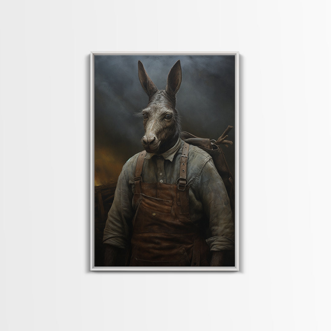 Mule Carpenter, Victorian Animal Portrait, Halloween Art, Gothic Whimsy Decor, Anthropomorphic Costume Art