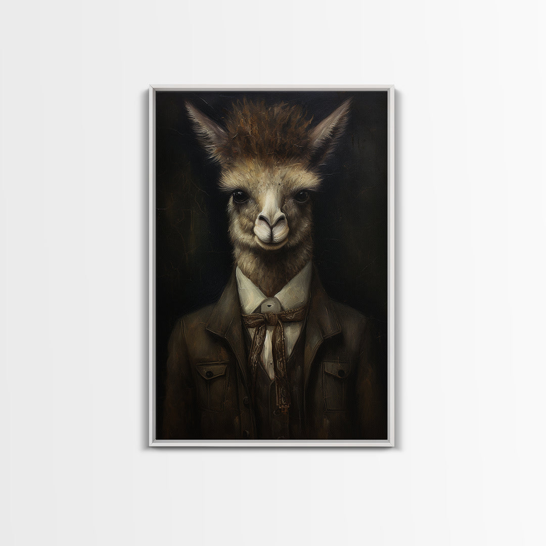 Alpaca Novelist, Victorian Animal Portrait, Halloween Art, Gothic Whimsy Decor, Anthropomorphic Costume Art