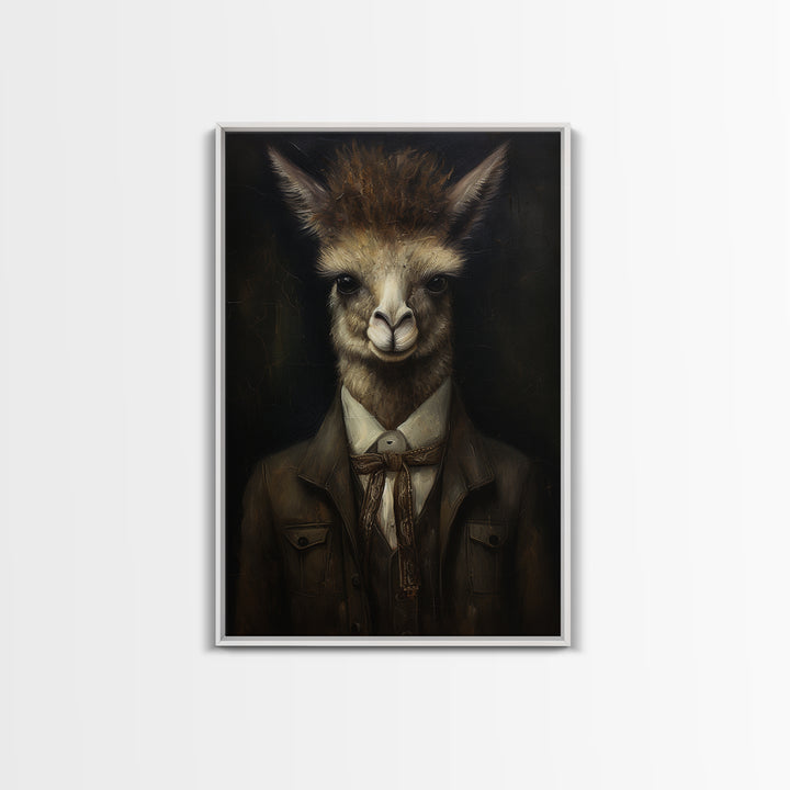 Alpaca Novelist, Victorian Animal Portrait, Halloween Art, Gothic Whimsy Decor, Anthropomorphic Costume Art