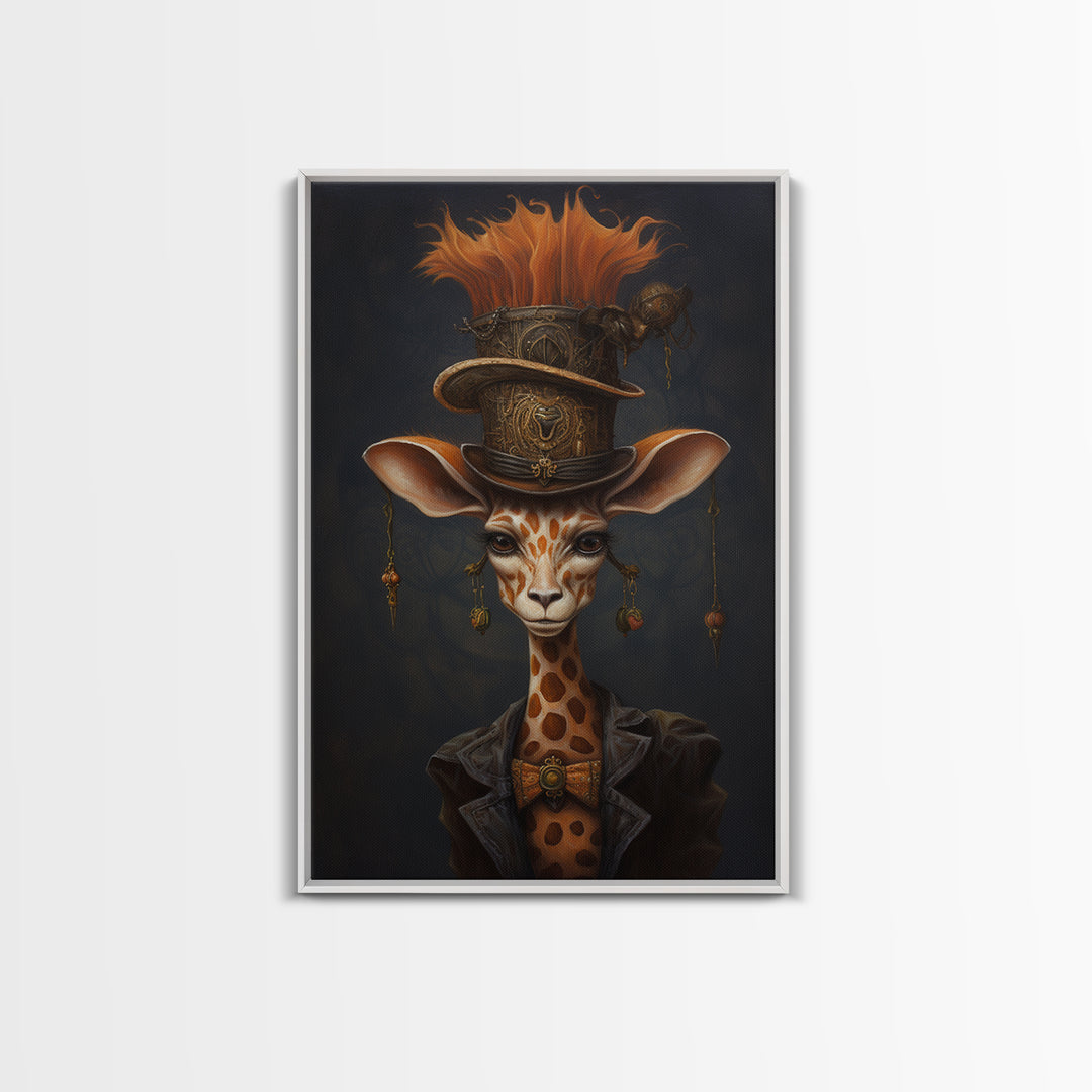 Giraffe Duchess, Victorian Animal Portrait, Halloween Art, Gothic Whimsy Decor, Anthropomorphic Costume Art