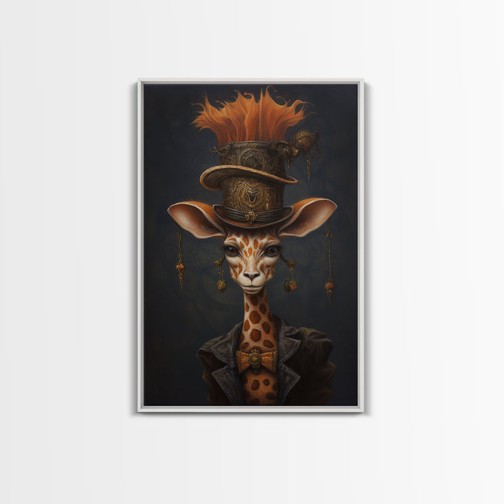 Giraffe Duchess, Victorian Animal Portrait, Halloween Art, Gothic Whimsy Decor, Anthropomorphic Costume Art