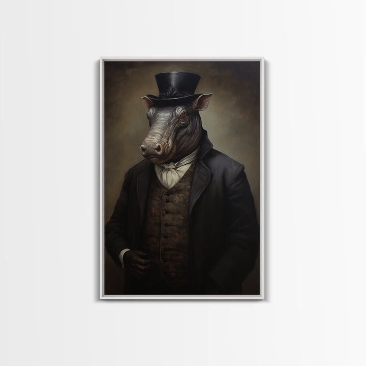 Tapir Antiquarian, Victorian Animal Portrait, Halloween Art, Gothic Whimsy Decor, Anthropomorphic Costume Art