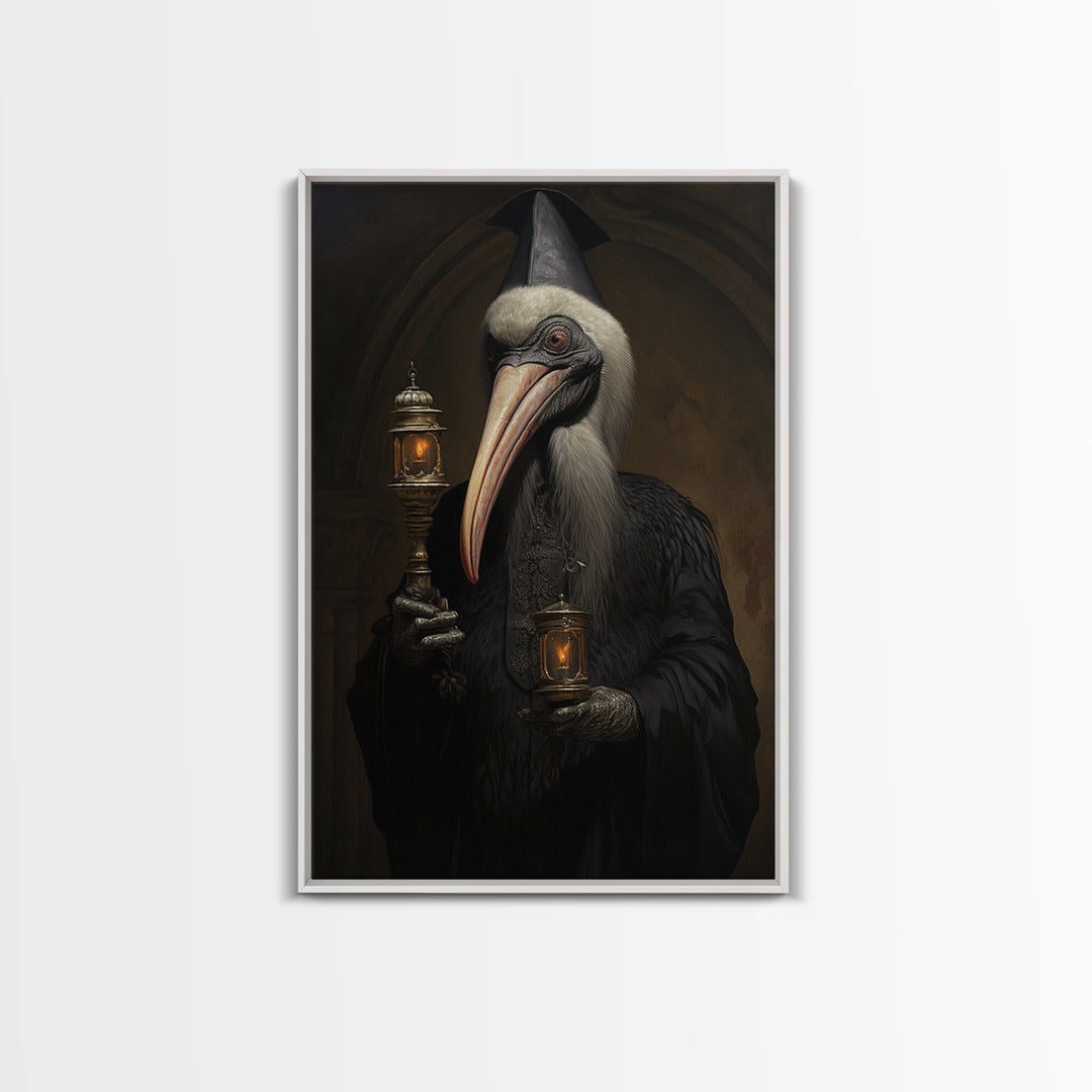Pelican Bishop, Victorian Animal Portrait, Halloween Art, Gothic Whimsy Decor, Anthropomorphic Costume Art