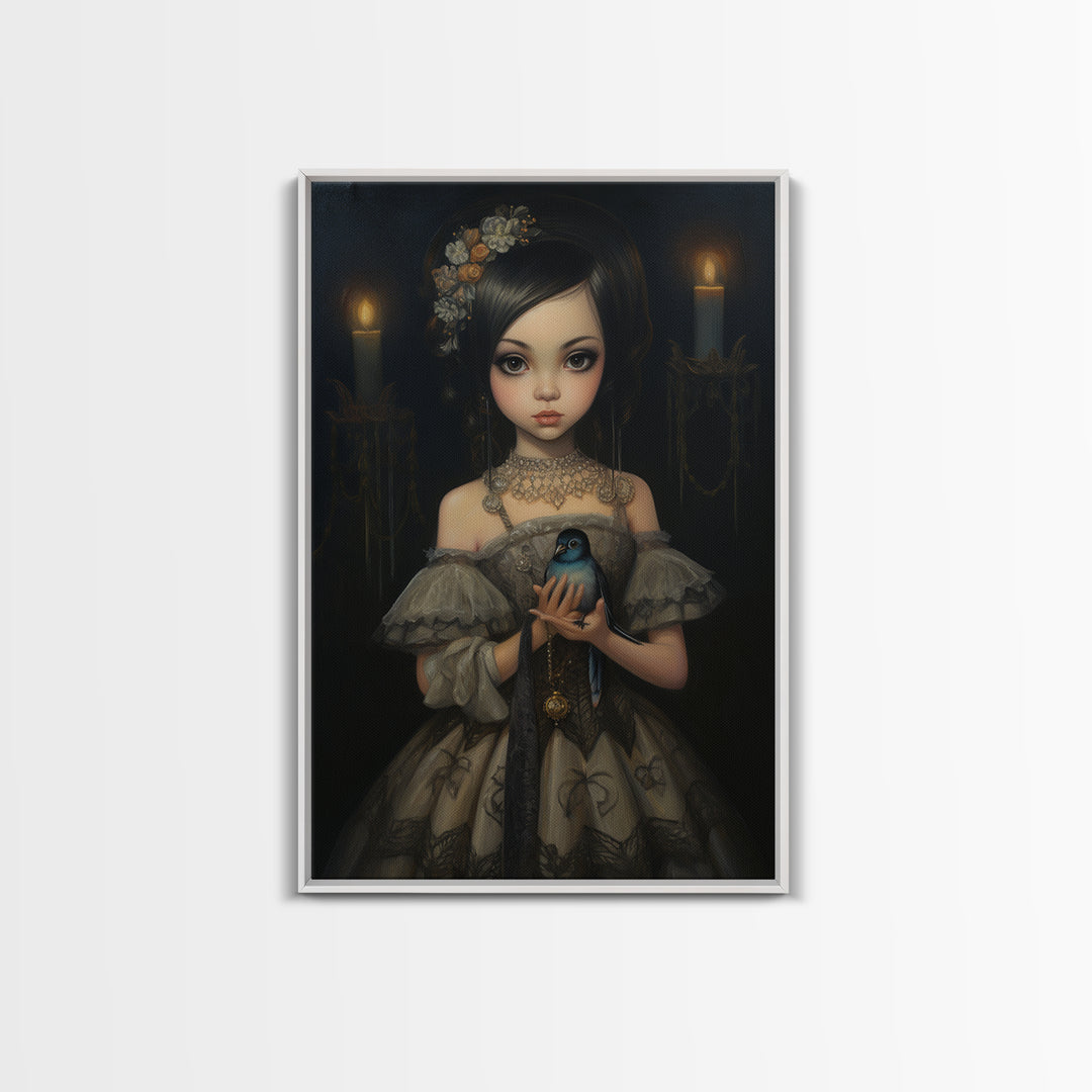 Hummingbird Heiress, Victorian Animal Portrait, Halloween Art, Gothic Whimsy Decor, Anthropomorphic Costume Art