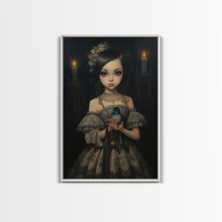 Hummingbird Heiress, Victorian Animal Portrait, Halloween Art, Gothic Whimsy Decor, Anthropomorphic Costume Art