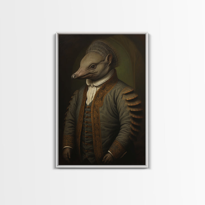 Armadillo Clerk, Victorian Animal Portrait, Halloween Art, Gothic Whimsy Decor, Anthropomorphic Costume Art