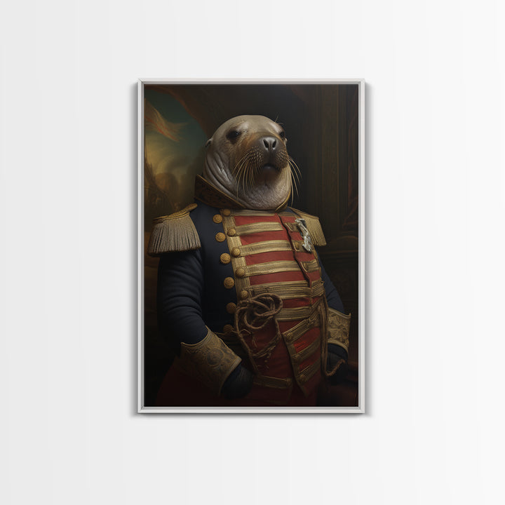 Walrus Commodore, Victorian Animal Portrait, Halloween Art, Gothic Whimsy Decor, Anthropomorphic Costume Art