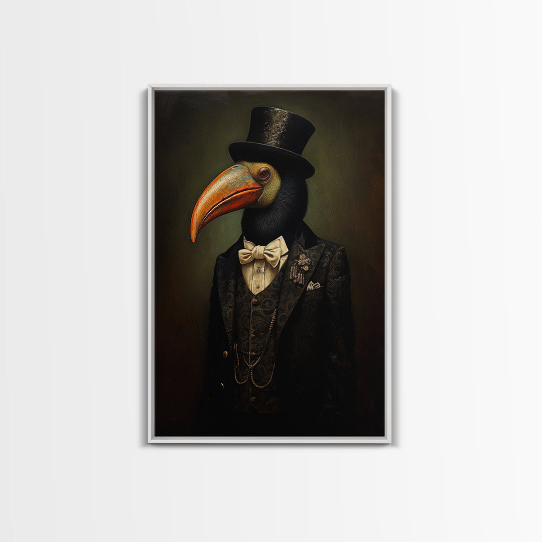 Toucan Advocate, Victorian Animal Portrait, Halloween Art, Gothic Whimsy Decor, Anthropomorphic Costume Art
