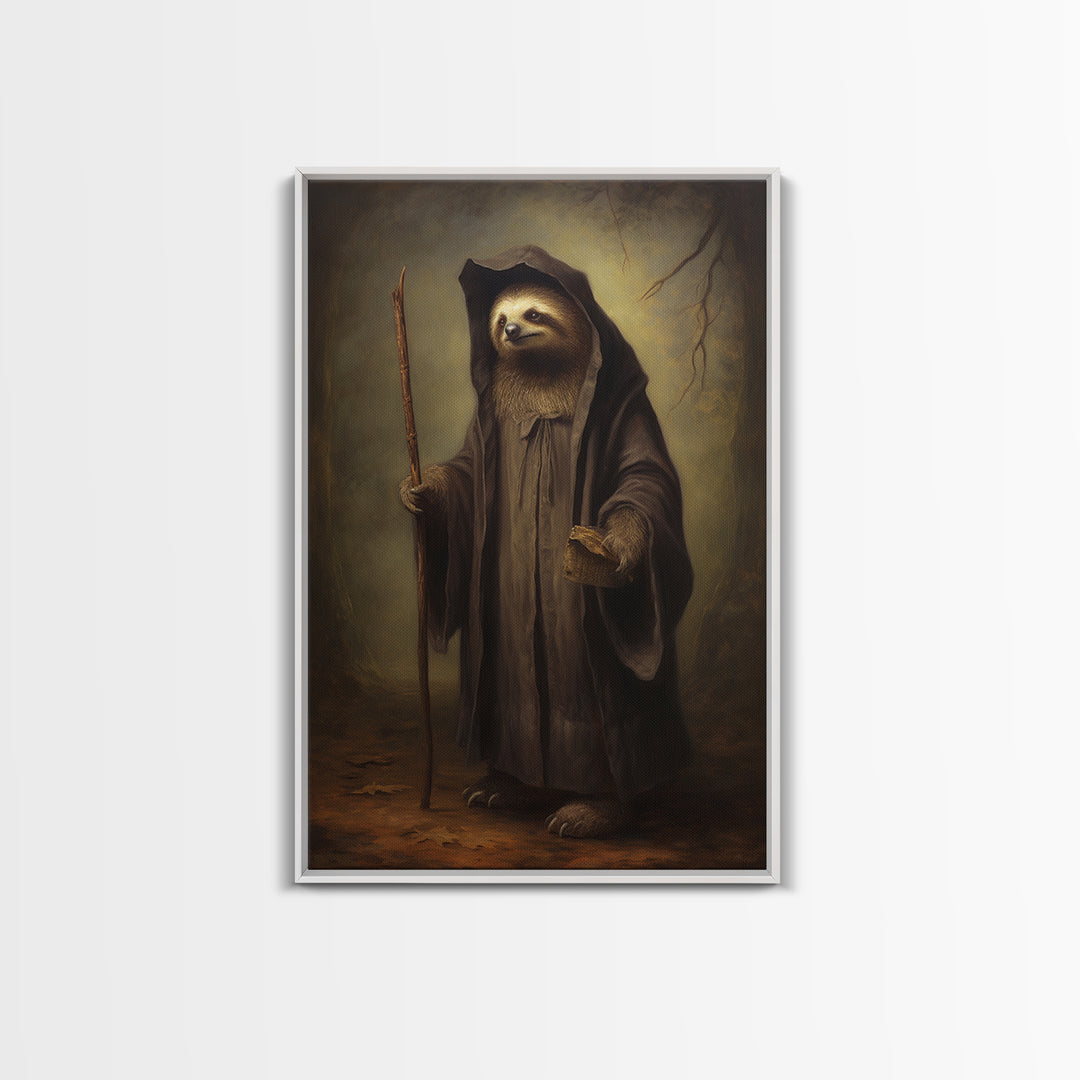 Sloth Philosopher, Victorian Animal Portrait, Halloween Art, Gothic Whimsy Decor, Anthropomorphic Costume Art