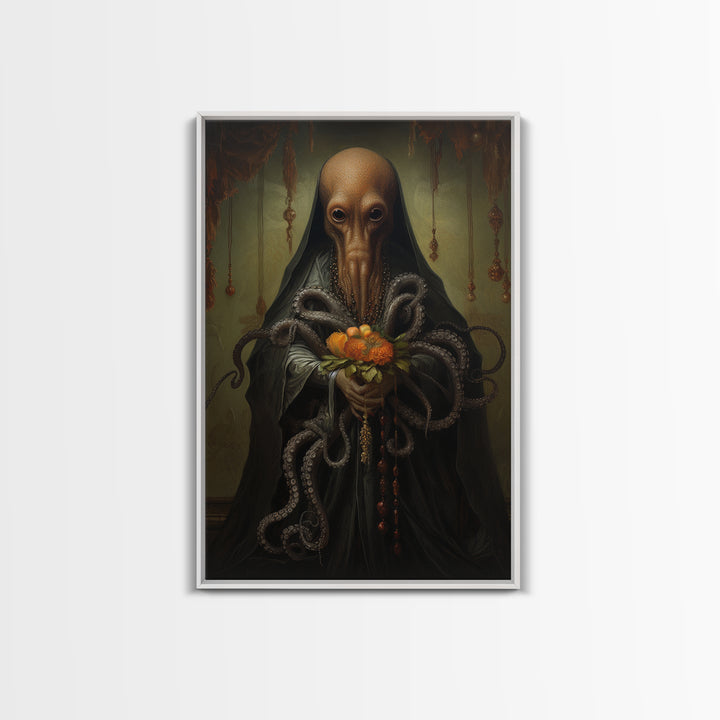 Octopus Matron, Victorian Animal Portrait, Halloween Art, Gothic Whimsy Decor, Anthropomorphic Costume Art