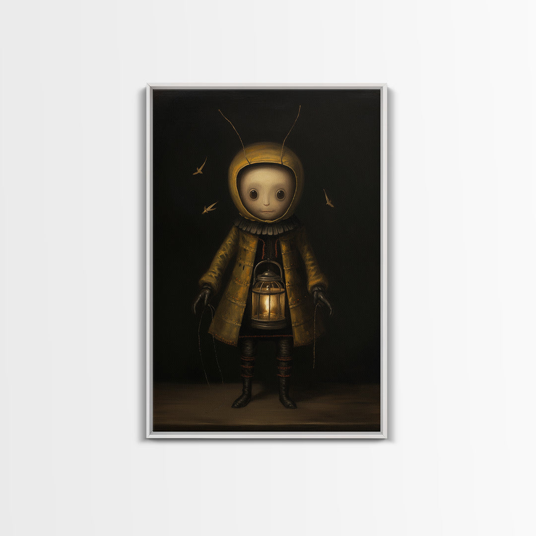 Firefly Pageboy, Victorian Animal Portrait, Halloween Art, Gothic Whimsy Decor, Anthropomorphic Costume Art