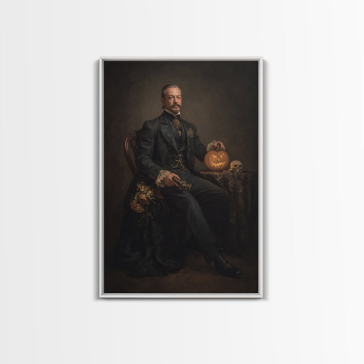 The Headless Horseman, Dark Academia Wall Art, Vertical Wall Art, Canvas Print, Gothic Wall Decor, Halloween Portrait Art, Macabre Wall Art