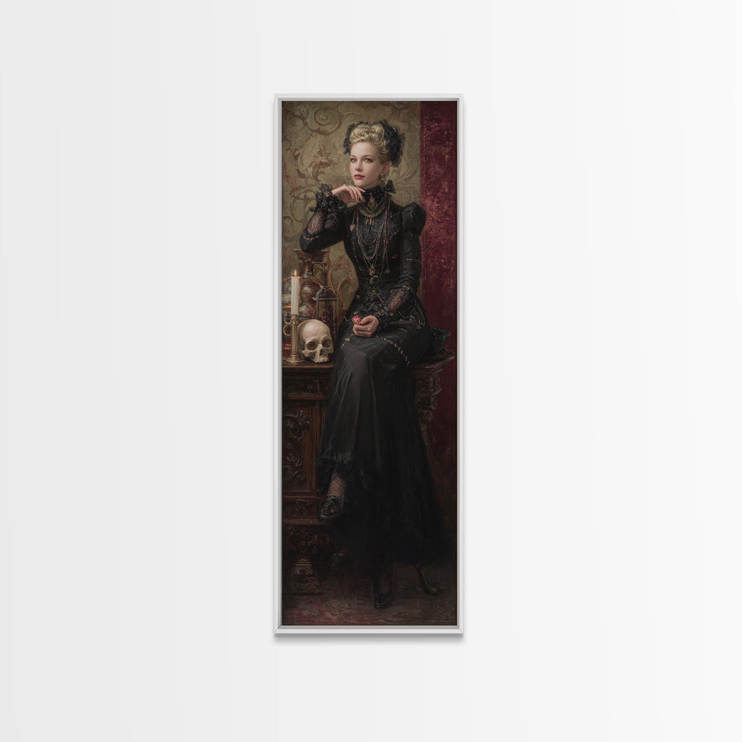 The Stitched Giant, Victorian Horror Portrait, Tall Narrow Wall Art, Canvas Print, Gothic Wall Decor, Halloween Portrait Art
