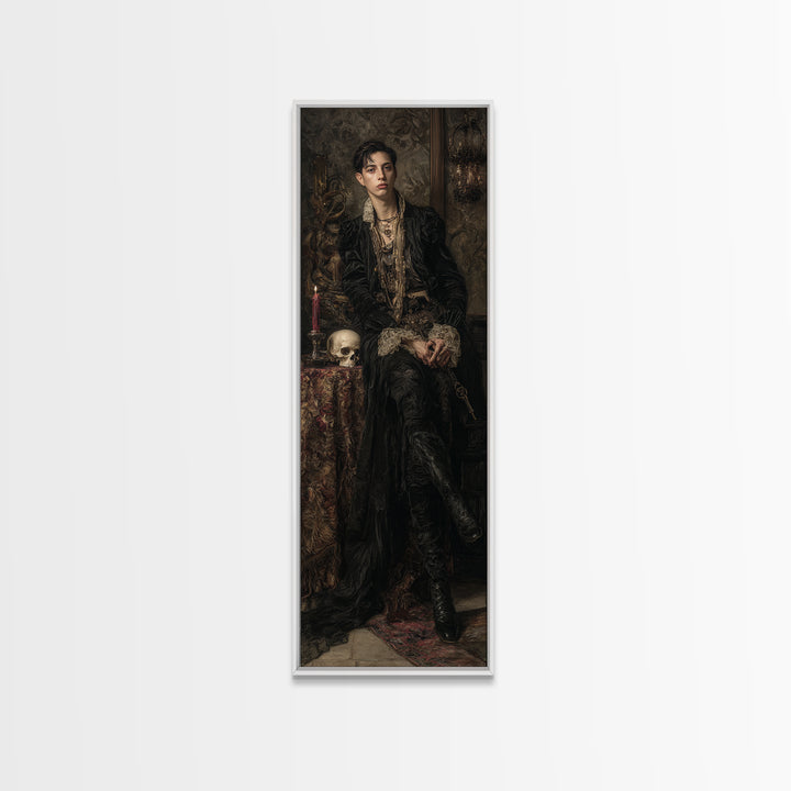 The Mummy Pharaoh, Dark Academia Wall Art, Tall Narrow Wall Art, Canvas Print, Gothic Wall Decor, Halloween Portrait Art, Macabre Wall Art