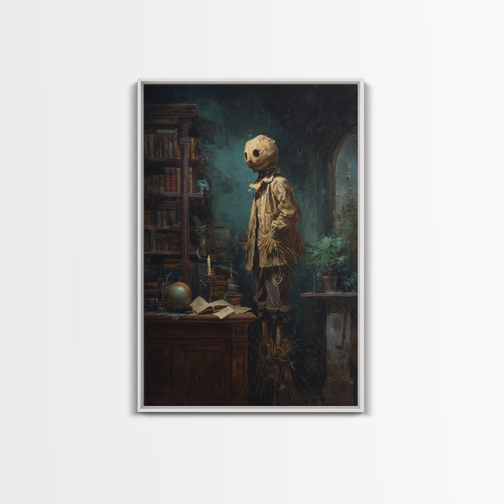 The Living Scarecrow, Antique Gothic Portrait, Vertical Wall Art, Canvas Print, Gothic Wall Decor, Halloween Portrait Art