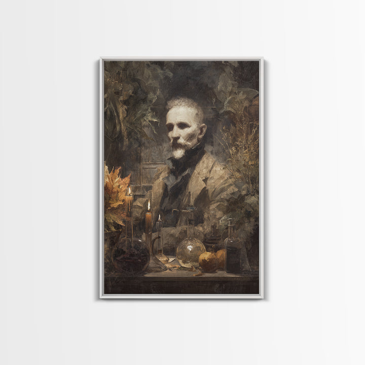 The Mad Alchemist, Macabre Victorian Decor, Vertical Wall Art, Canvas Print, Gothic Wall Decor, Halloween Portrait Art