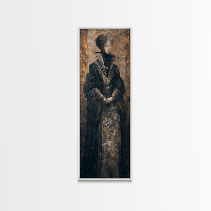 The Shadow Person, Victorian Horror Portrait, Tall Narrow Wall Art, Framed Canvas Print, Gothic Wall Decor, Halloween Portrait Art