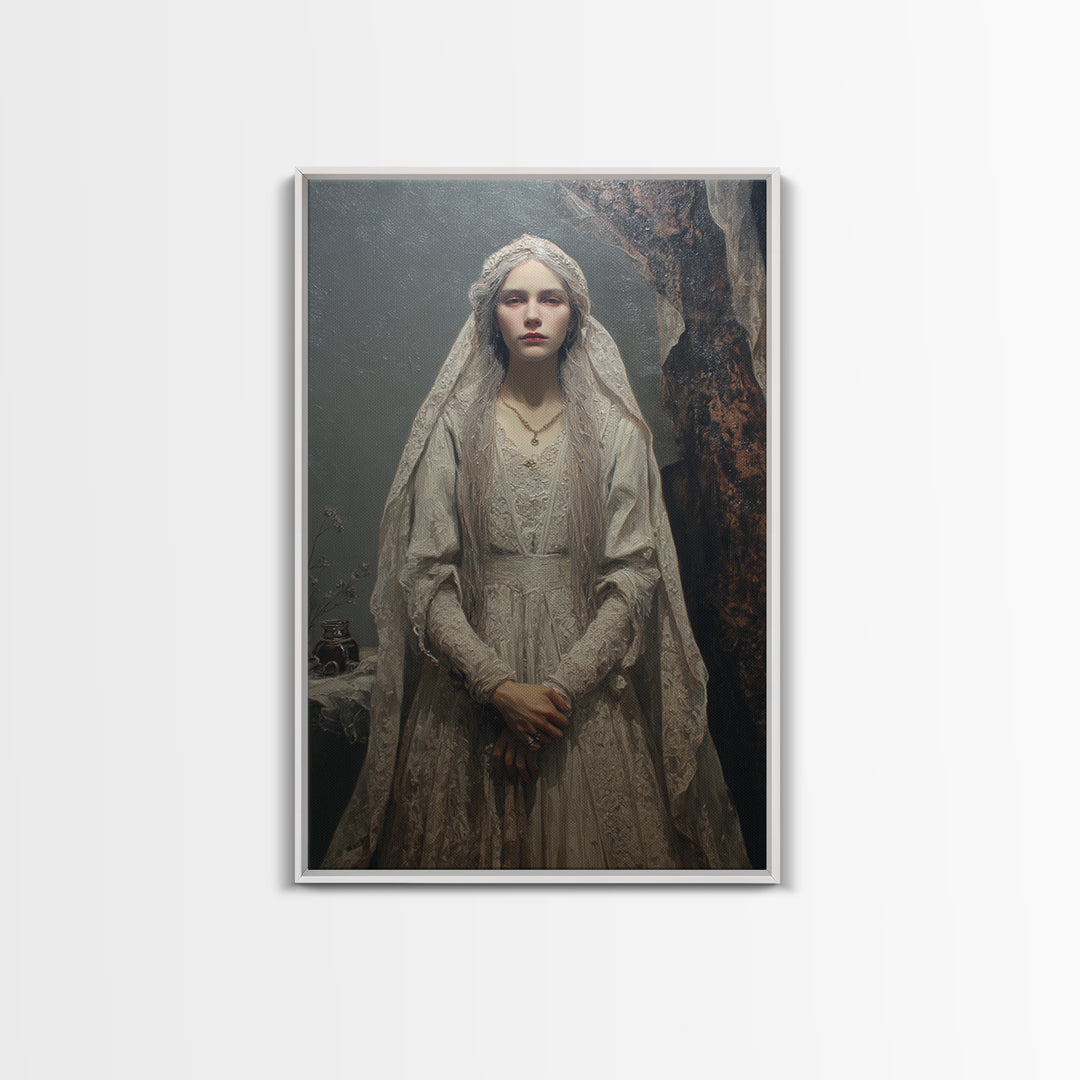 The Banshee Singer, Macabre Victorian Decor, Vertical Wall Art, Framed Canvas Print, Gothic Wall Decor, Halloween Portrait Art