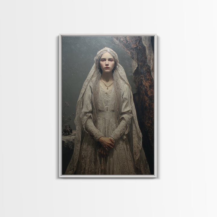 The Banshee Singer, Macabre Victorian Decor, Vertical Wall Art, Framed Canvas Print, Gothic Wall Decor, Halloween Portrait Art