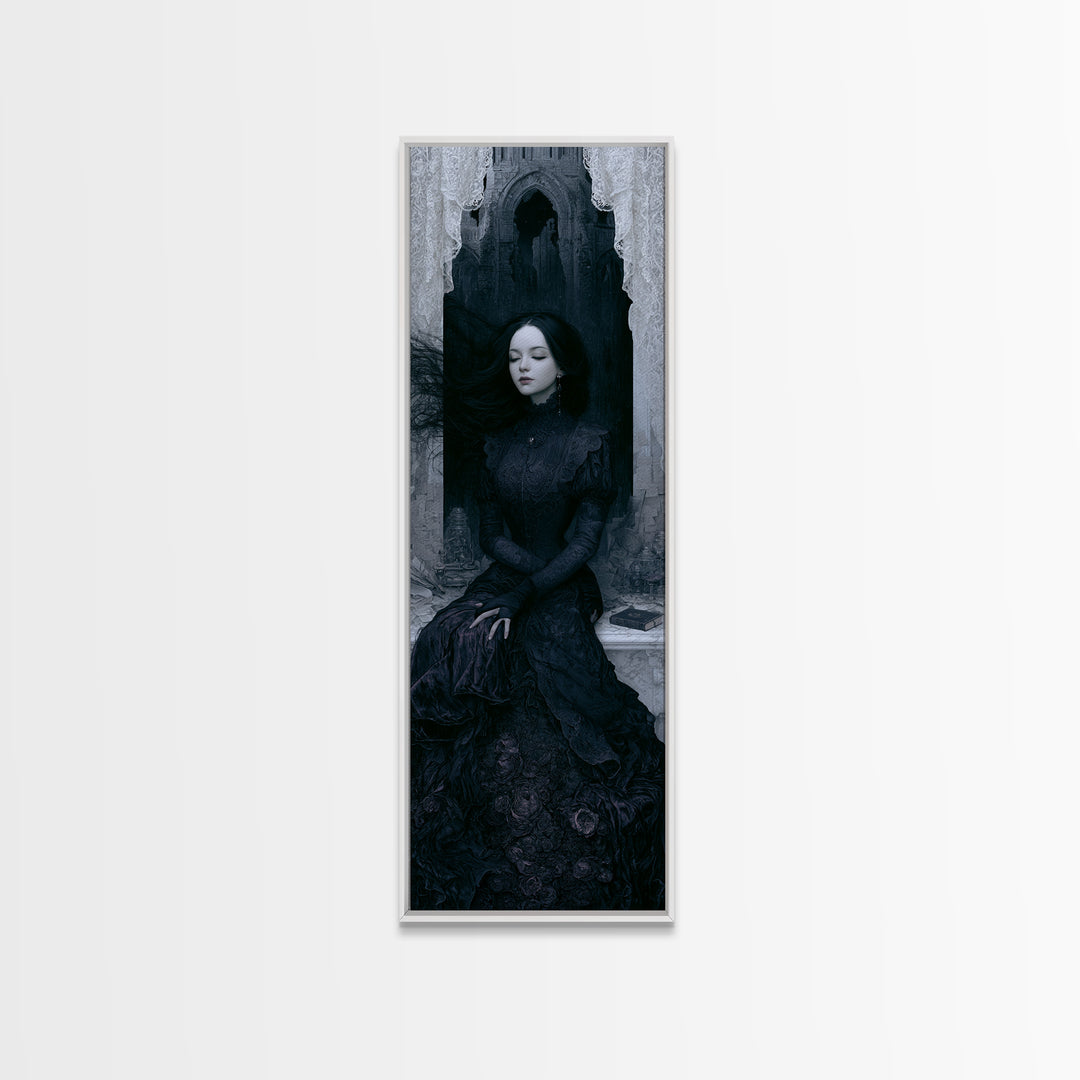 The Banshee Singer, Victorian Gothic Art, Tall Narrow Wall Art, Canvas Print, Gothic Wall Decor, Halloween Portrait Art, Macabre Wall Art