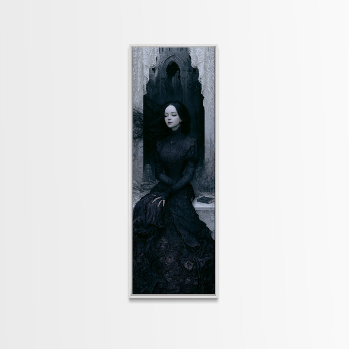 The Banshee Singer, Victorian Gothic Art, Tall Narrow Wall Art, Canvas Print, Gothic Wall Decor, Halloween Portrait Art, Macabre Wall Art