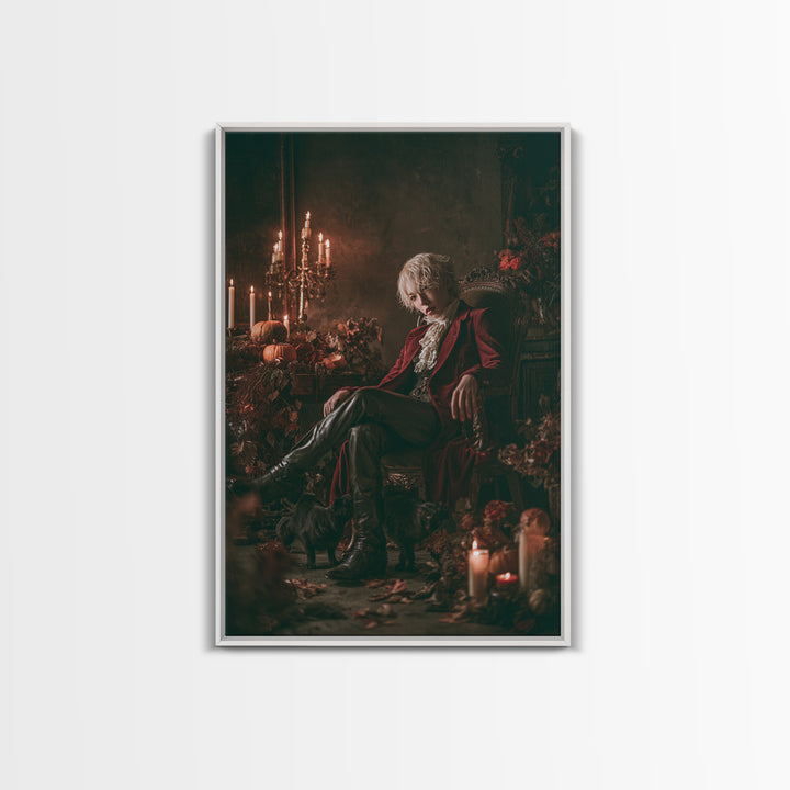 The Gargoyle Sentinel, Victorian Horror Portrait, Vertical Wall Art, Canvas Print, Gothic Wall Decor, Halloween Portrait Art