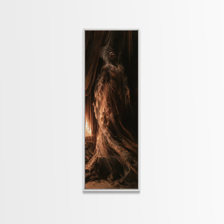 The Tattered Wraith, Victorian Gothic Art, Tall Narrow Wall Art, Canvas Print, Gothic Wall Decor, Halloween Portrait Art