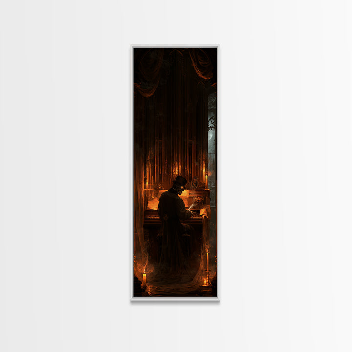 The Phantom Organist, Victorian Gothic Art, Tall Narrow Wall Art, Canvas Print, Gothic Wall Decor, Halloween Portrait Art