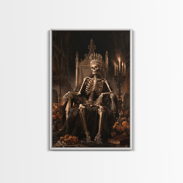 The Bone Queen, Antique Gothic Portrait, Vertical Wall Art, Framed Canvas Print, Gothic Wall Decor, Halloween Portrait Art