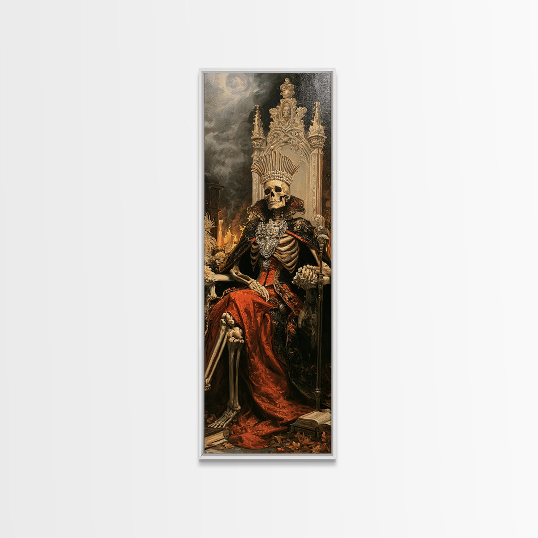 The Bone Queen, Victorian Gothic Art, Tall Narrow Wall Art, Framed Canvas Print, Gothic Wall Decor, Halloween Portrait Art