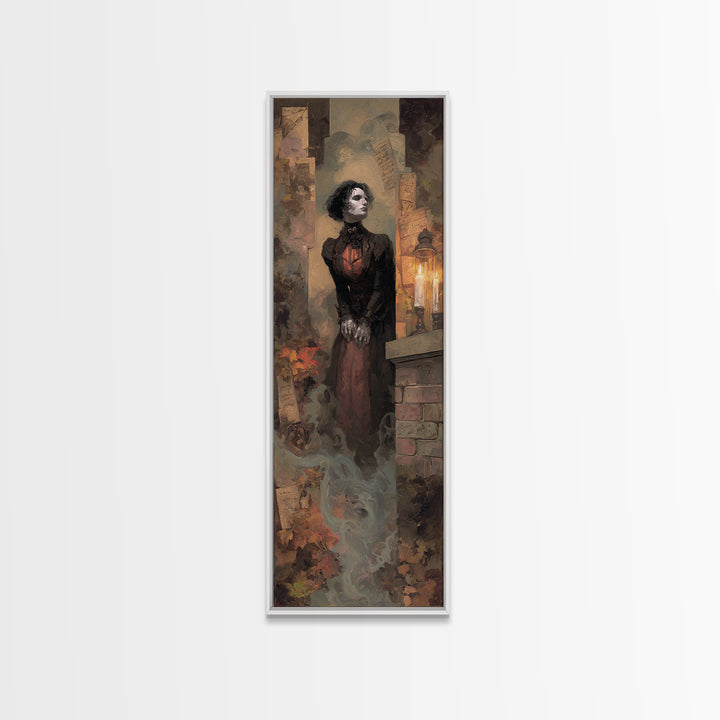 The Chimney Phantom, Dark Academia Wall Art, Tall Narrow Wall Art, Canvas Print, Gothic Wall Decor, Halloween Portrait Art, Halloween Decor