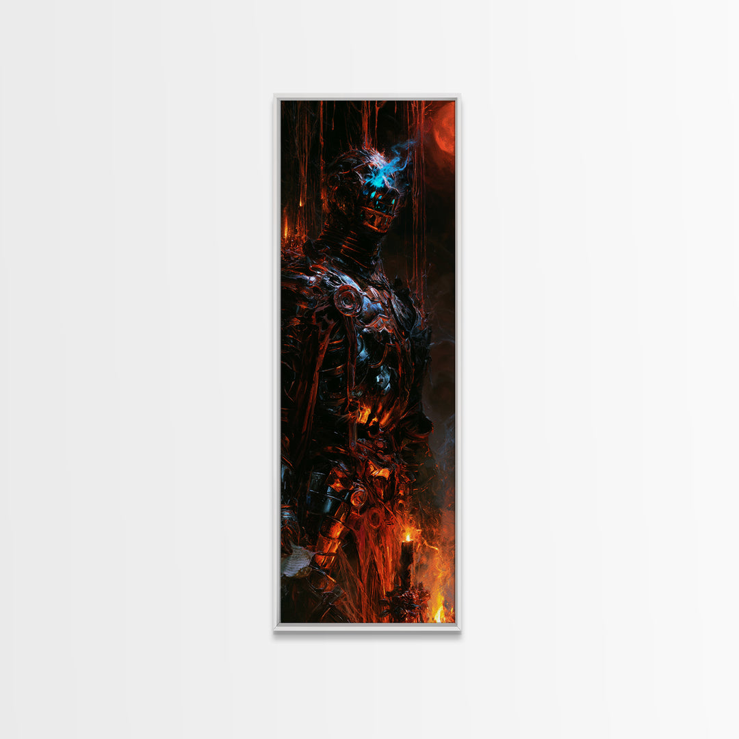 The Spectral Knight, Antique Gothic Portrait, Tall Narrow Wall Art, Canvas Print, Gothic Wall Decor, Halloween Portrait Art, Horror Wall Art