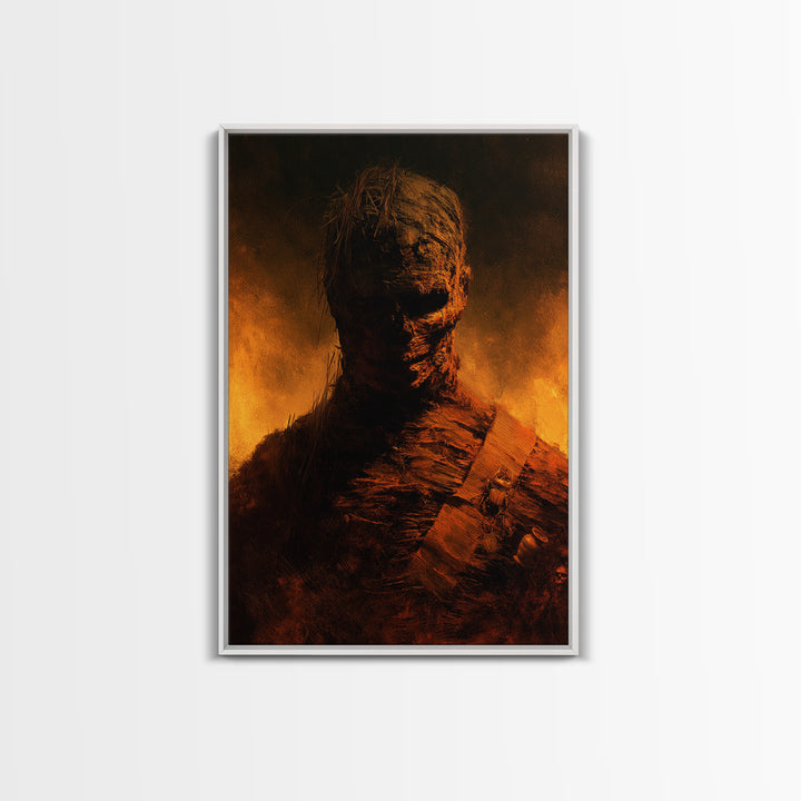 The Bog Mummy, Antique Gothic Portrait, Vertical Wall Art, Framed Canvas Print, Gothic Wall Decor, Halloween Portrait Art